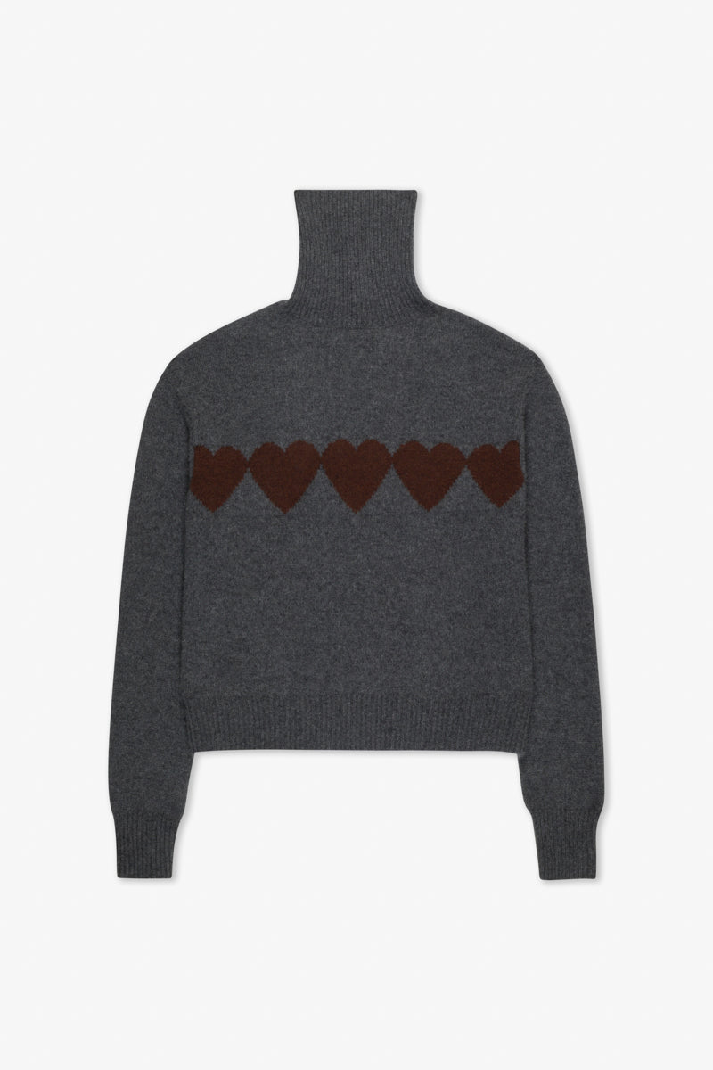 Cashmere Heart Turtleneck Sweater