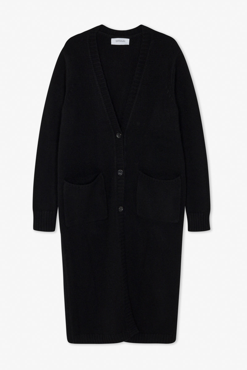 Black Heavy Cashmere Cardigan