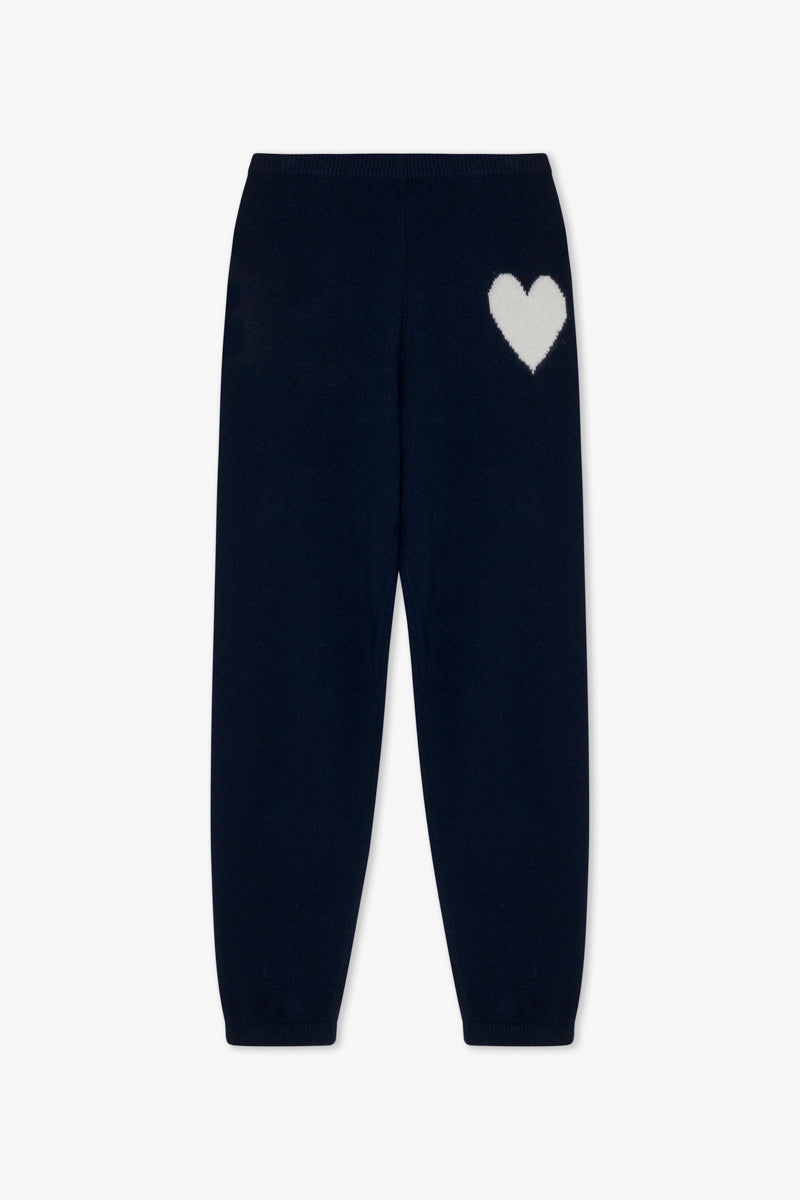 Navy Cashmere Heart Logo Sweatpants
