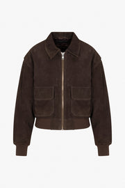 Americano Suede Cropped Aviator Bomber