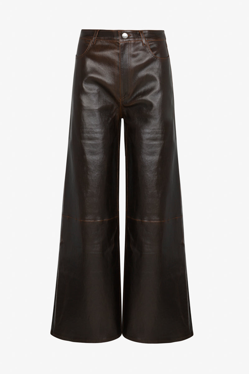 Leather 5 Pocket Wide Leg