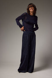 Wide Leg Suede Trousers