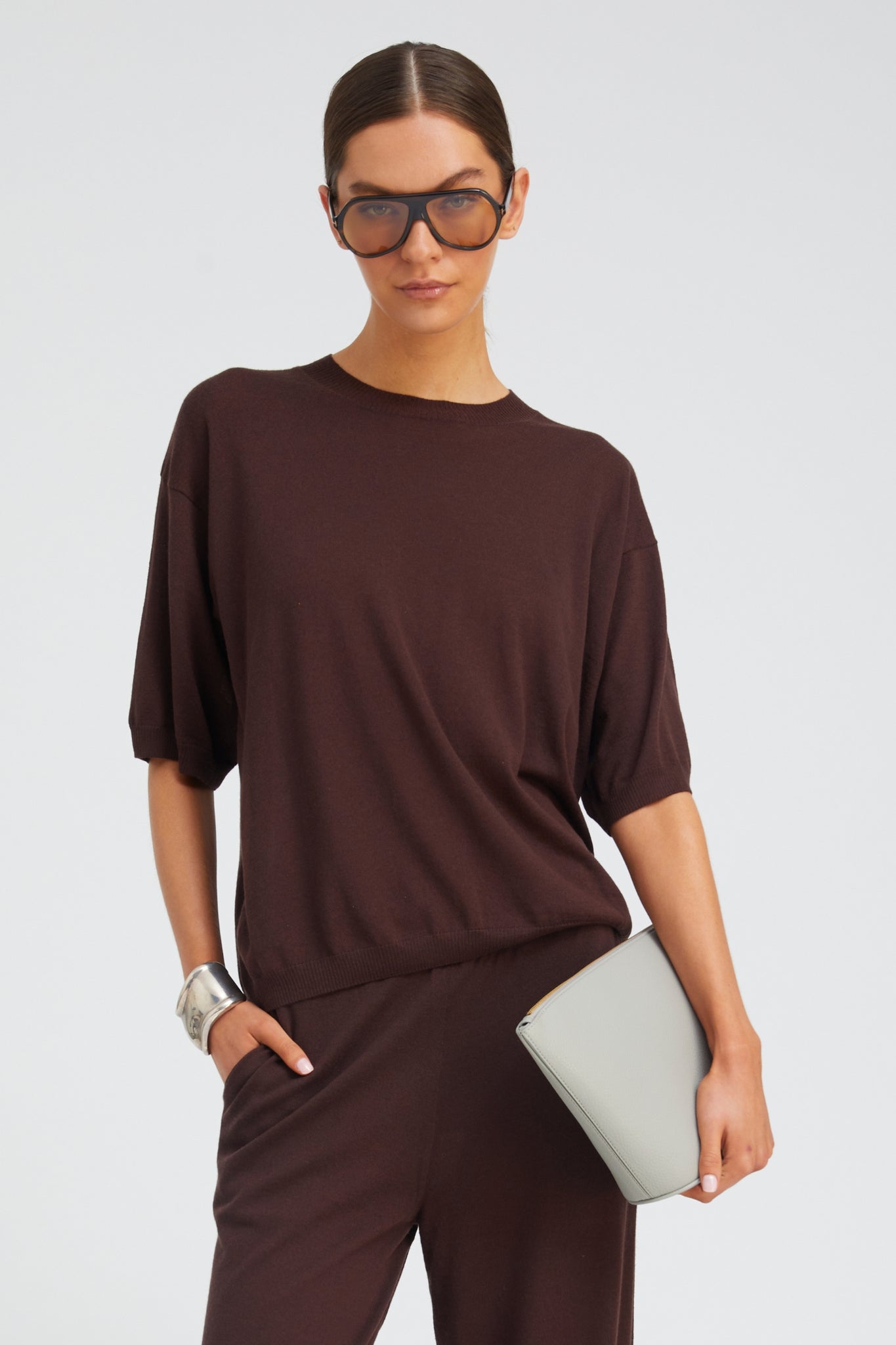 Grey Le Panier Clutch