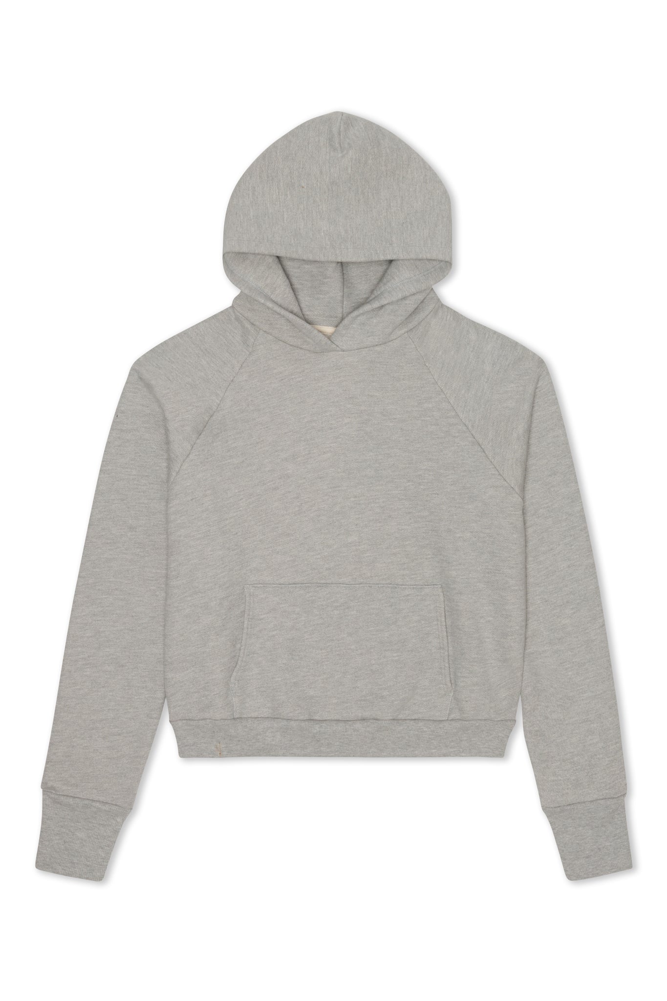 Heather Grey Cotton Logo Shrunken Hoodie