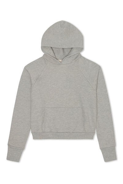 Heather Grey Cotton Logo Shrunken Hoodie
