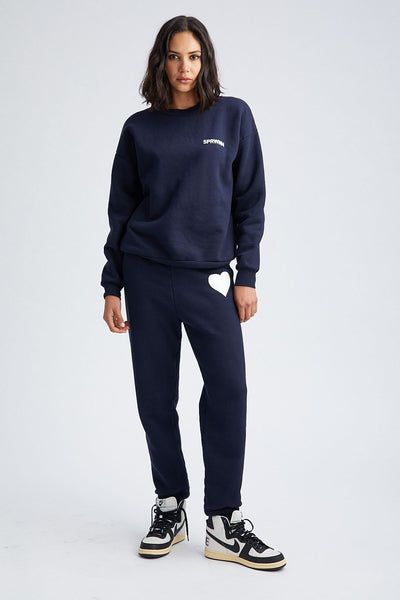 Navy Cotton Heart Sweatpants