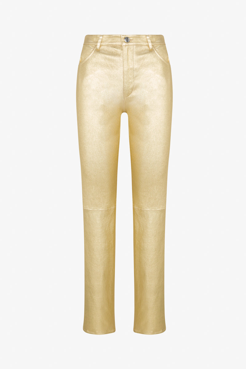 Leather 5 Pocket Slim Straight