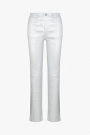 Metallic Silver Leather 5 Pocket Slim Straight