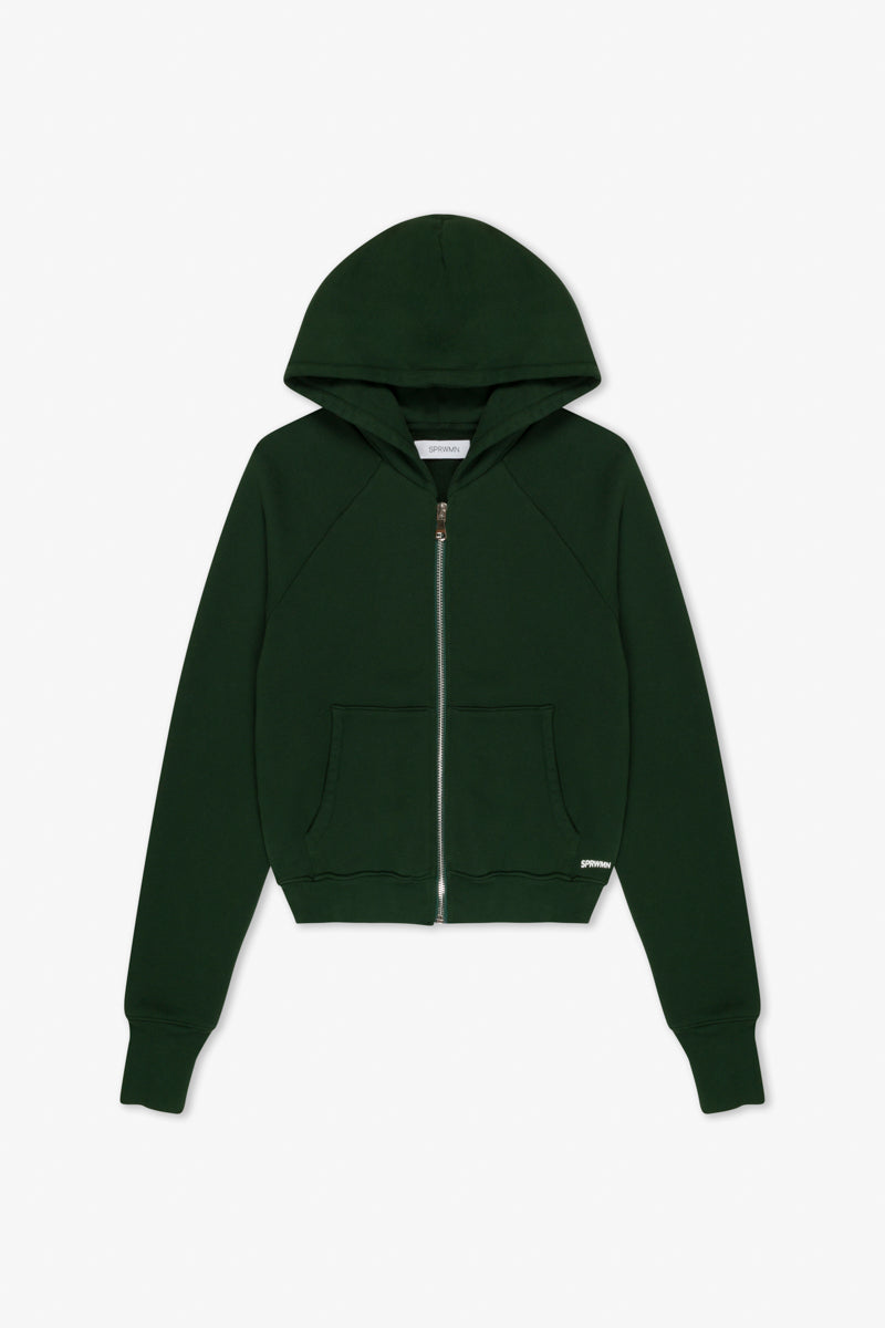 Shrunken Zip-Up Cotton Hoodie
