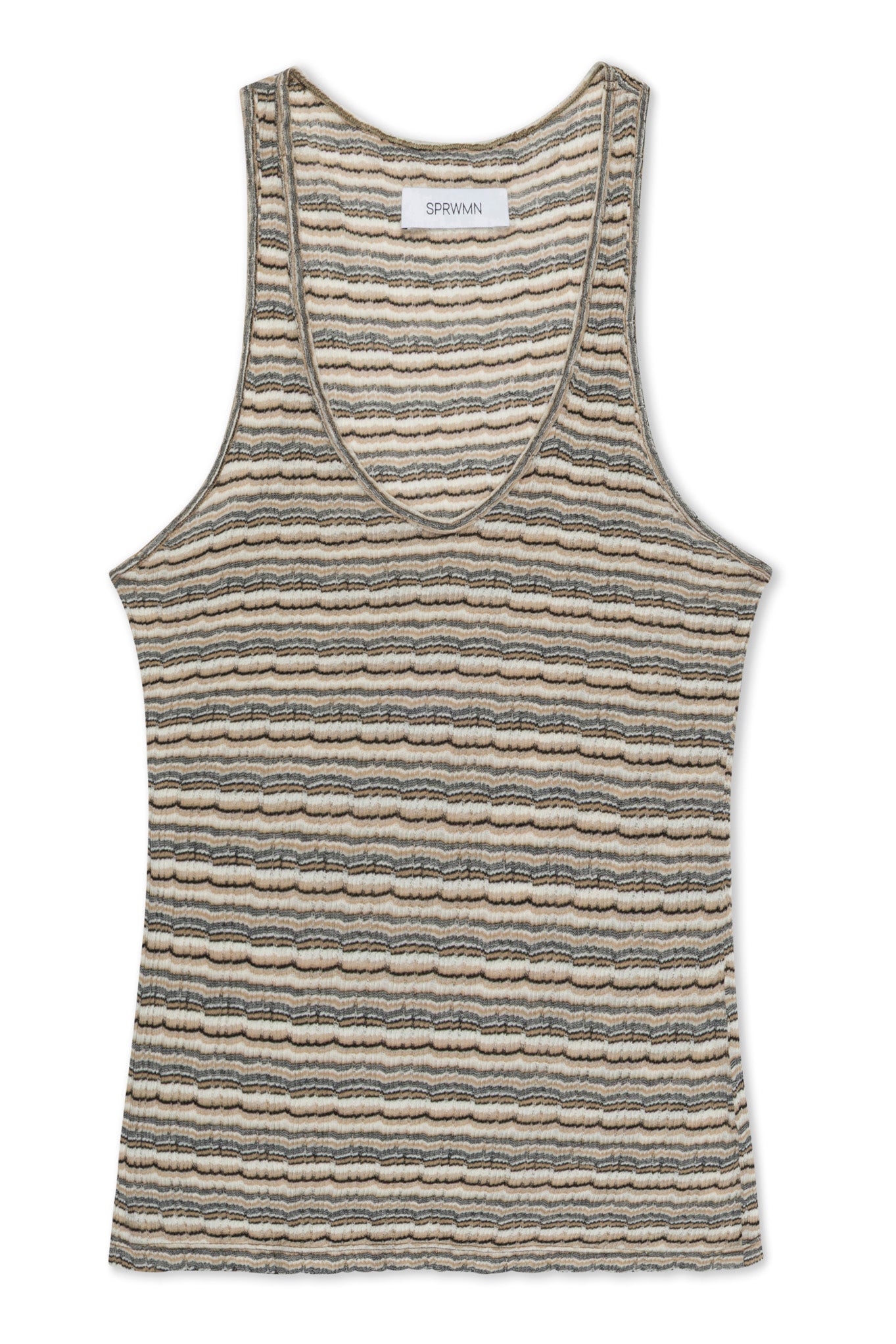 Truffle Striped Pointelle Tank
