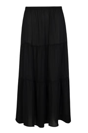 Black Silk Tiered Maxi Skirt