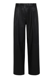 Black Leather Paloma Pleated Trousers