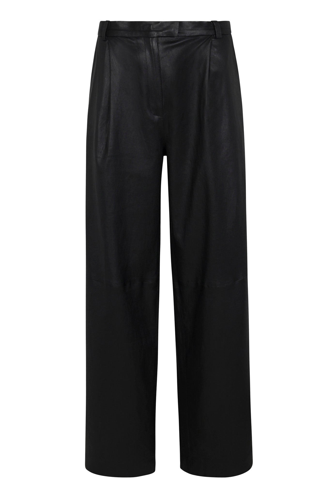 Black Leather Paloma Pleated Trousers