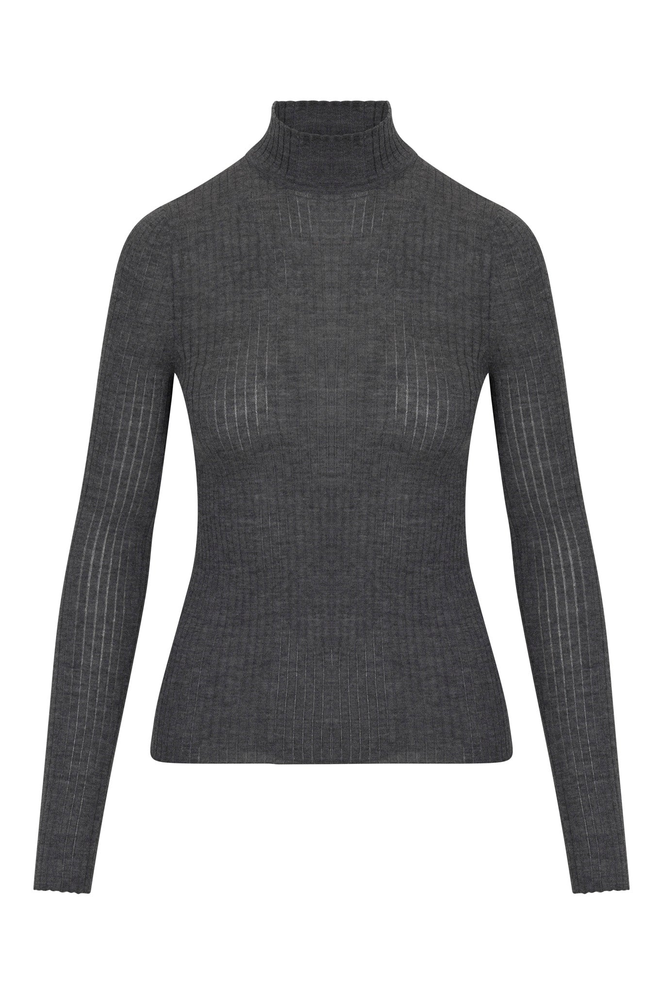 Charcoal Cashmere Mock Neck