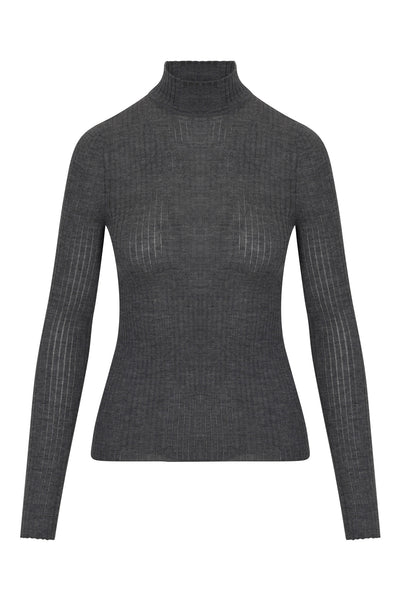 Charcoal Cashmere Mock Neck