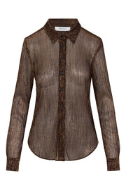 Metallic Bronze Fitted Button Down
