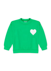 Kids Bright Green Heart Sweatshirt