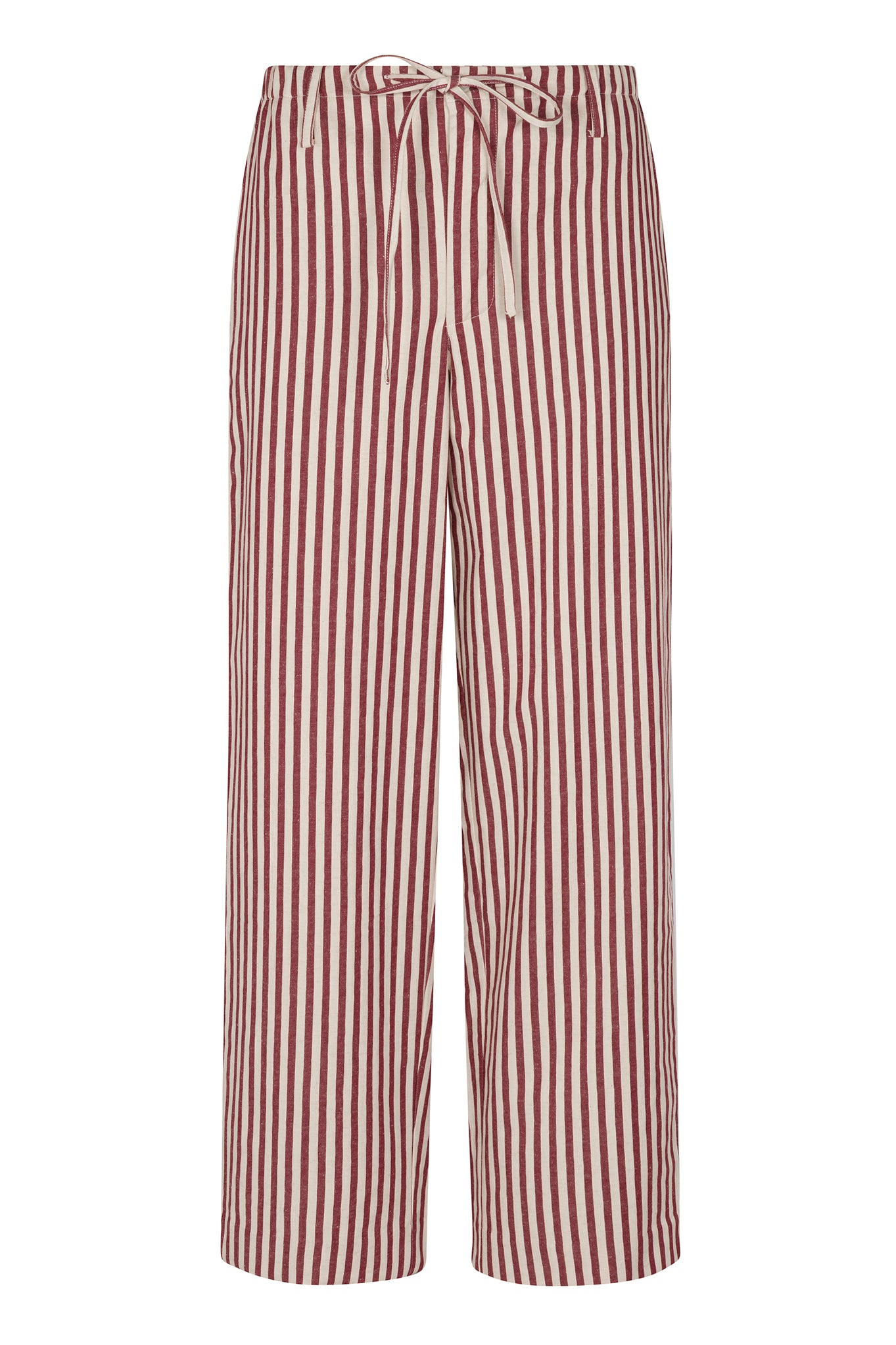 Rust-Beige Striped Linen Amalfi Pants