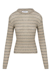 Truffle Striped Pointelle Long Sleeve Baby Tee