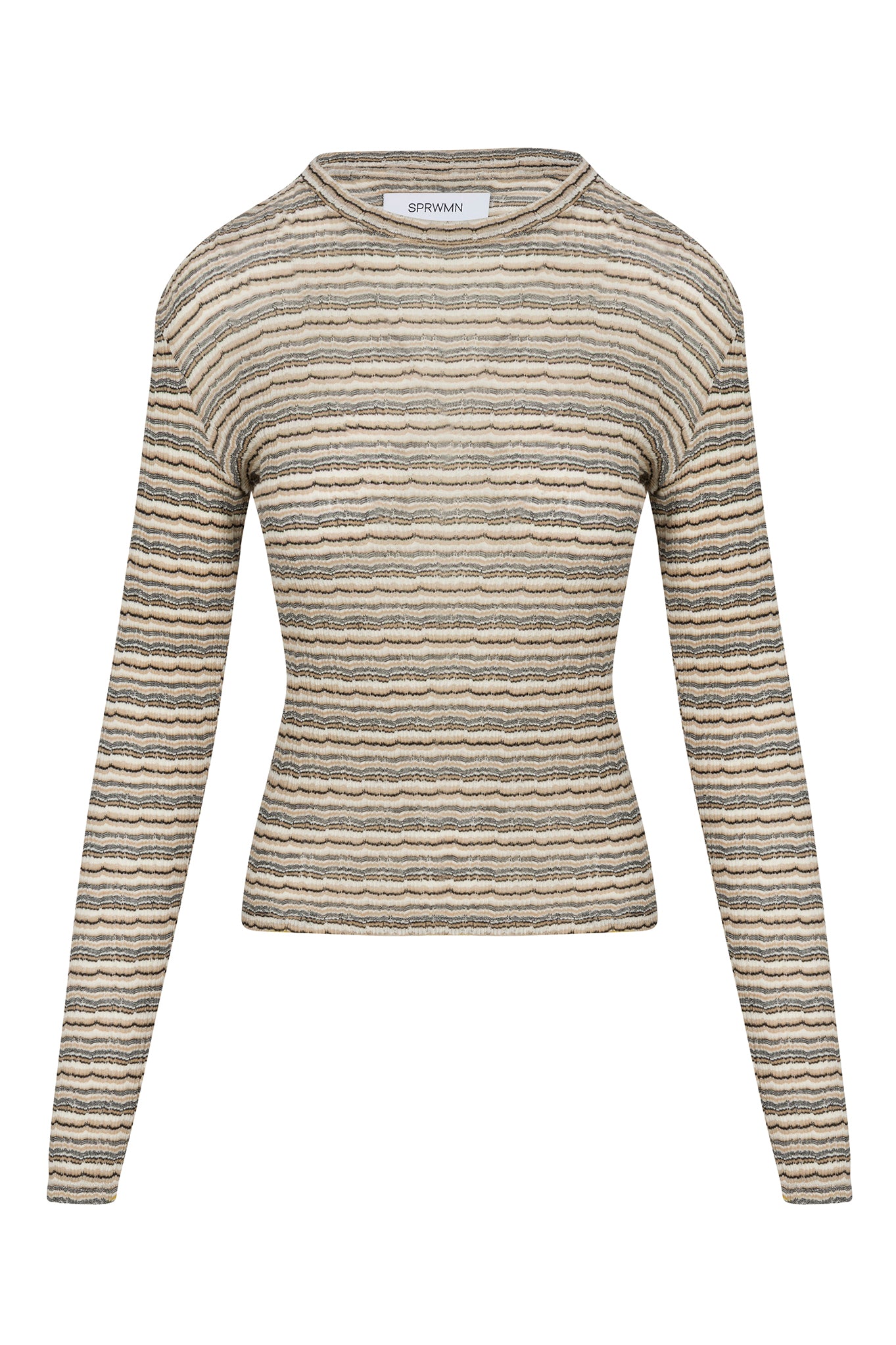 Truffle Striped Pointelle Long Sleeve Baby Tee