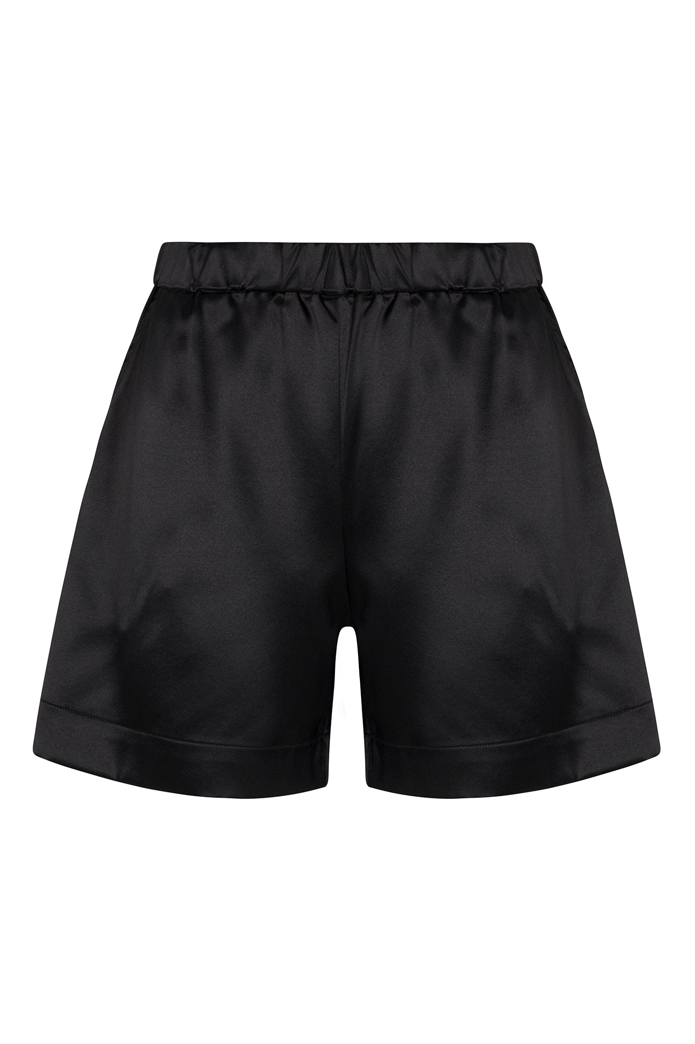 Black Silk Culotte Shorts