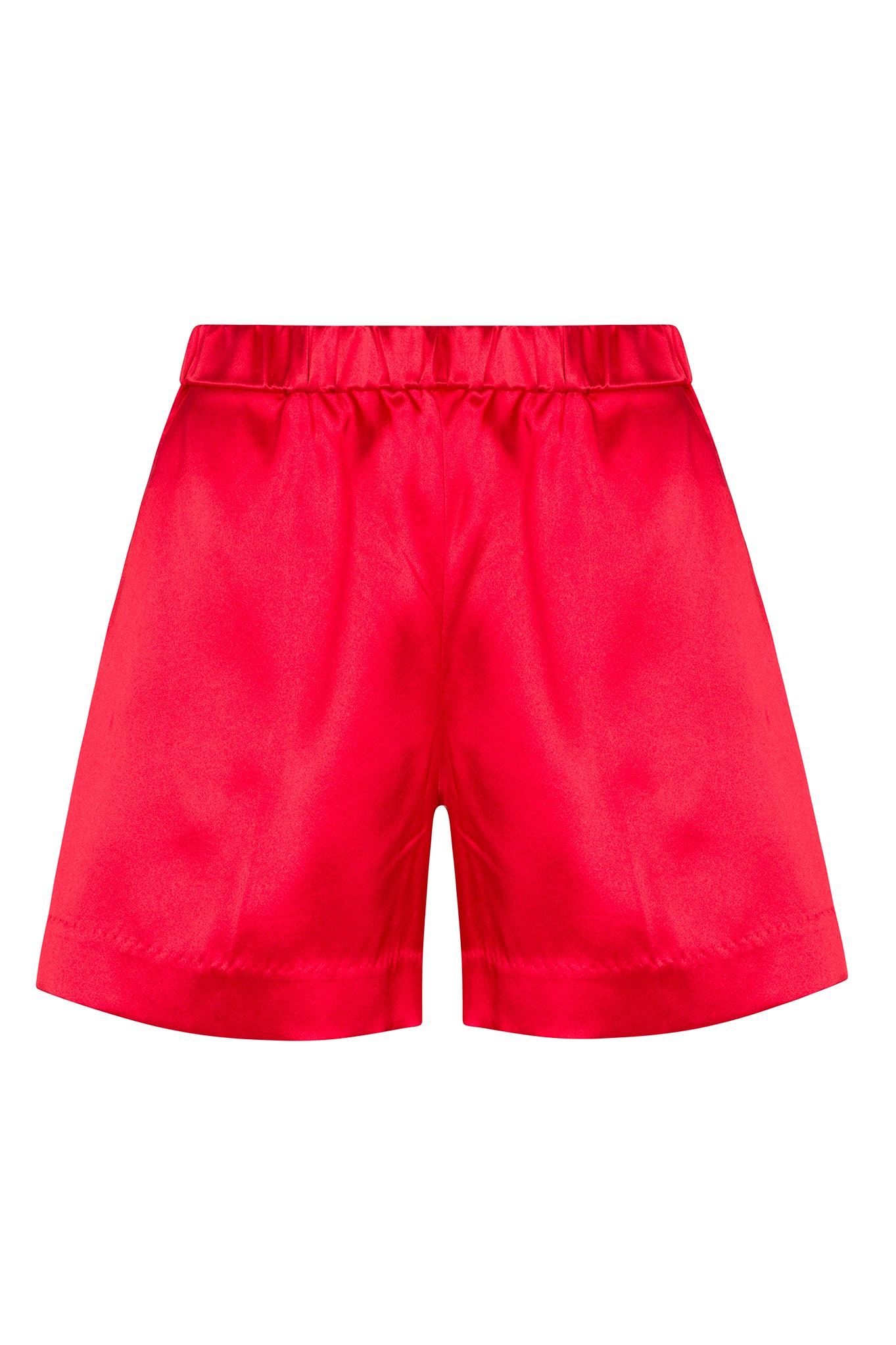 Red Silk Culotte Shorts