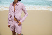 Pink Indigo Stripe Linen Fonda Button Down
