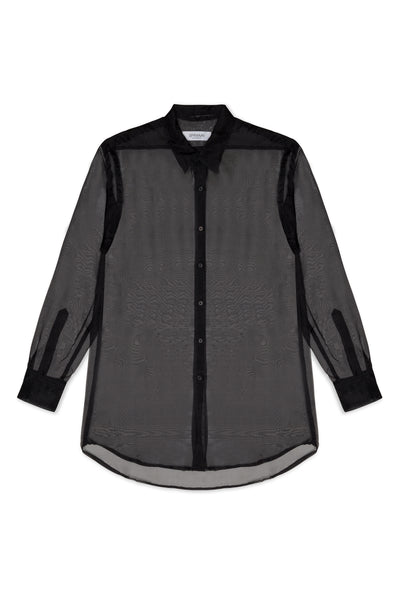 Black Silk Organza Oversized Shirt