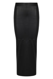 Black Leather Maxi Tube Skirt