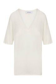 Ivory Tissue Cashmere V-Neck Tee