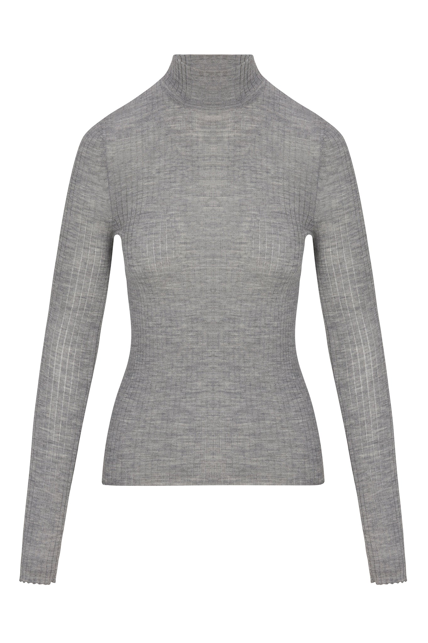 Grey Cashmere Mock Neck