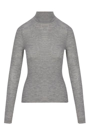 Grey Cashmere Mock Neck
