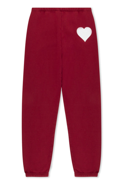 Crimson Cotton Heart Sweatpants