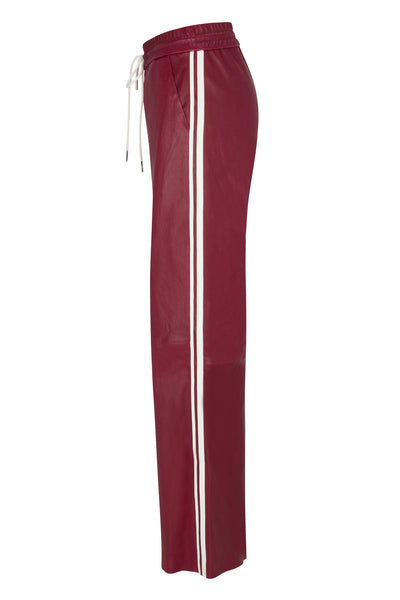 Crimson Leather Athletic Drawstring Pants