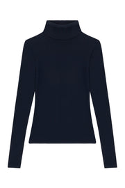 Navy Rib Long Sleeve Turtleneck