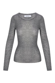 Grey Tissue Cashmere Long Sleeve Baby Tee