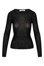 Black Tissue Cashmere Long Sleeve Baby Tee
