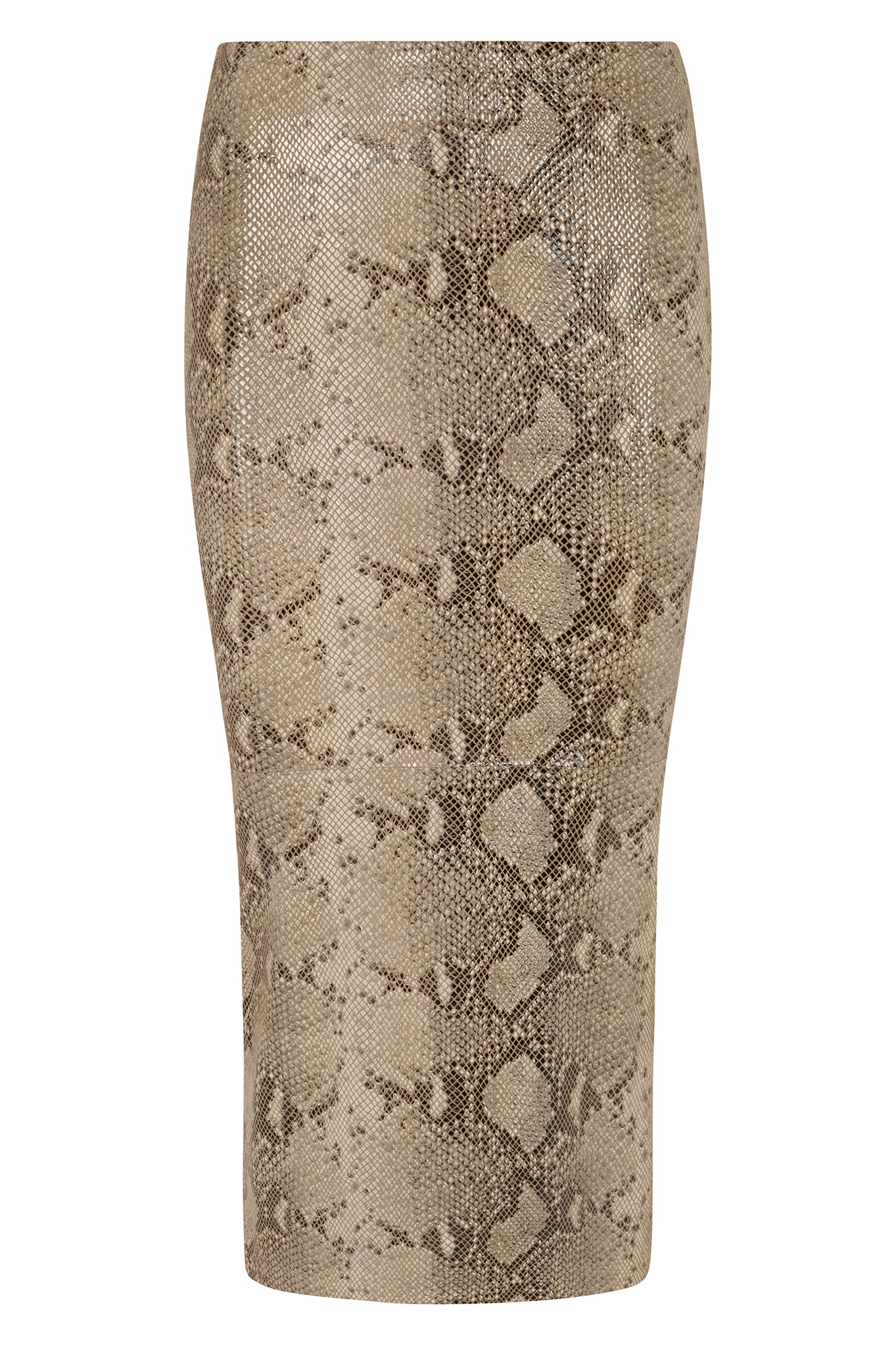 Beige Python Leather Tube Skirt