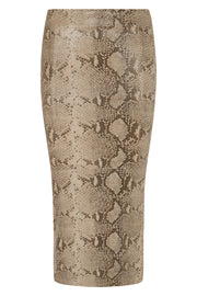 Beige Python Leather Tube Skirt