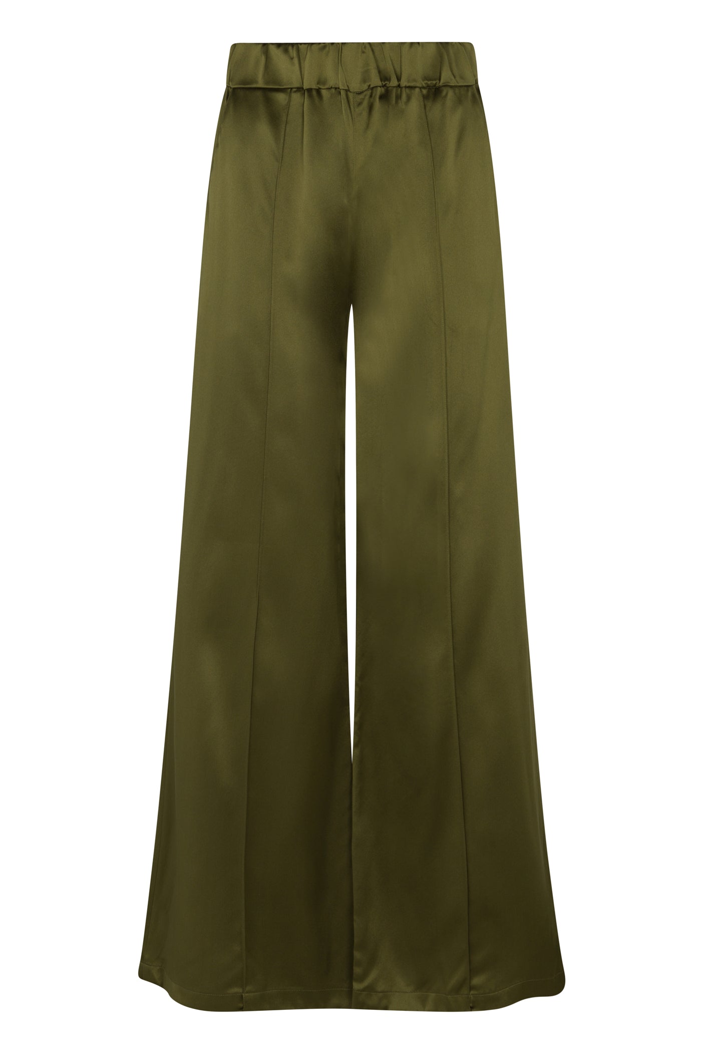 Moss Silk Wide Leg Pintuck Pants