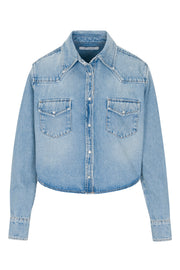 Paradis Denim Cropped Western Button Down