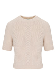 Oat Cashmere Cable Knit Raglan Sweater