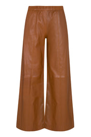 Chestnut Stretch Leather Wide Leg