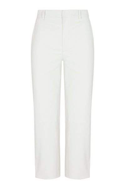 White Leather Cropped Trousers