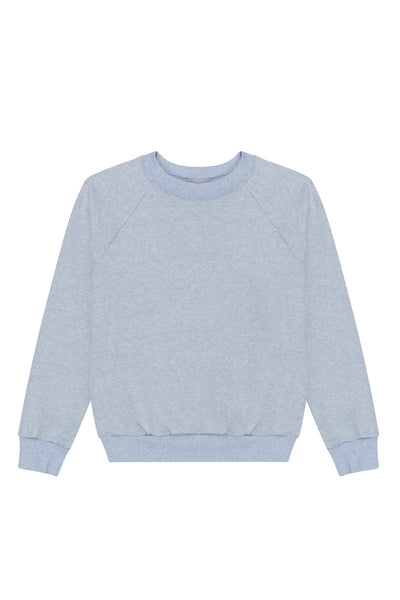 Ice Blue Melange Shrunken Raglan Sweatshirt