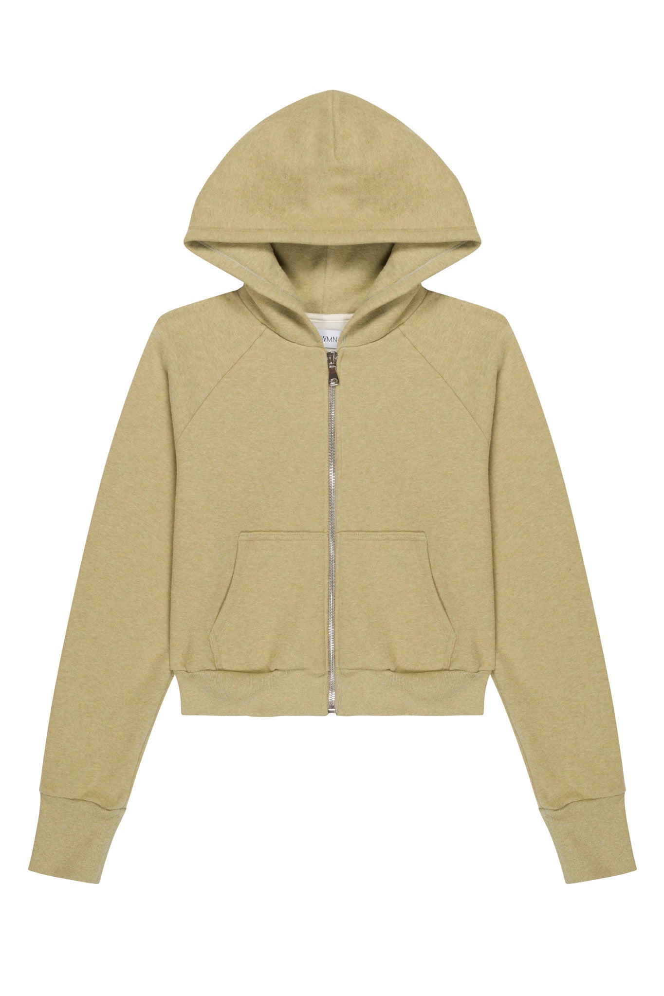 Pistachio Melange Shrunken Zip Up Hoodie
