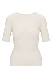 Ivory Cashmere Mid Sleeve Crewneck