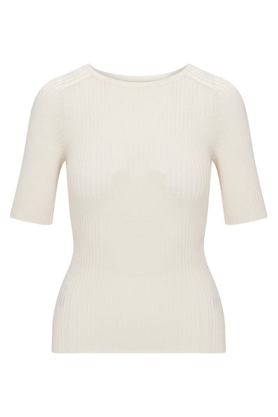 Ivory Cashmere Mid Sleeve Crewneck