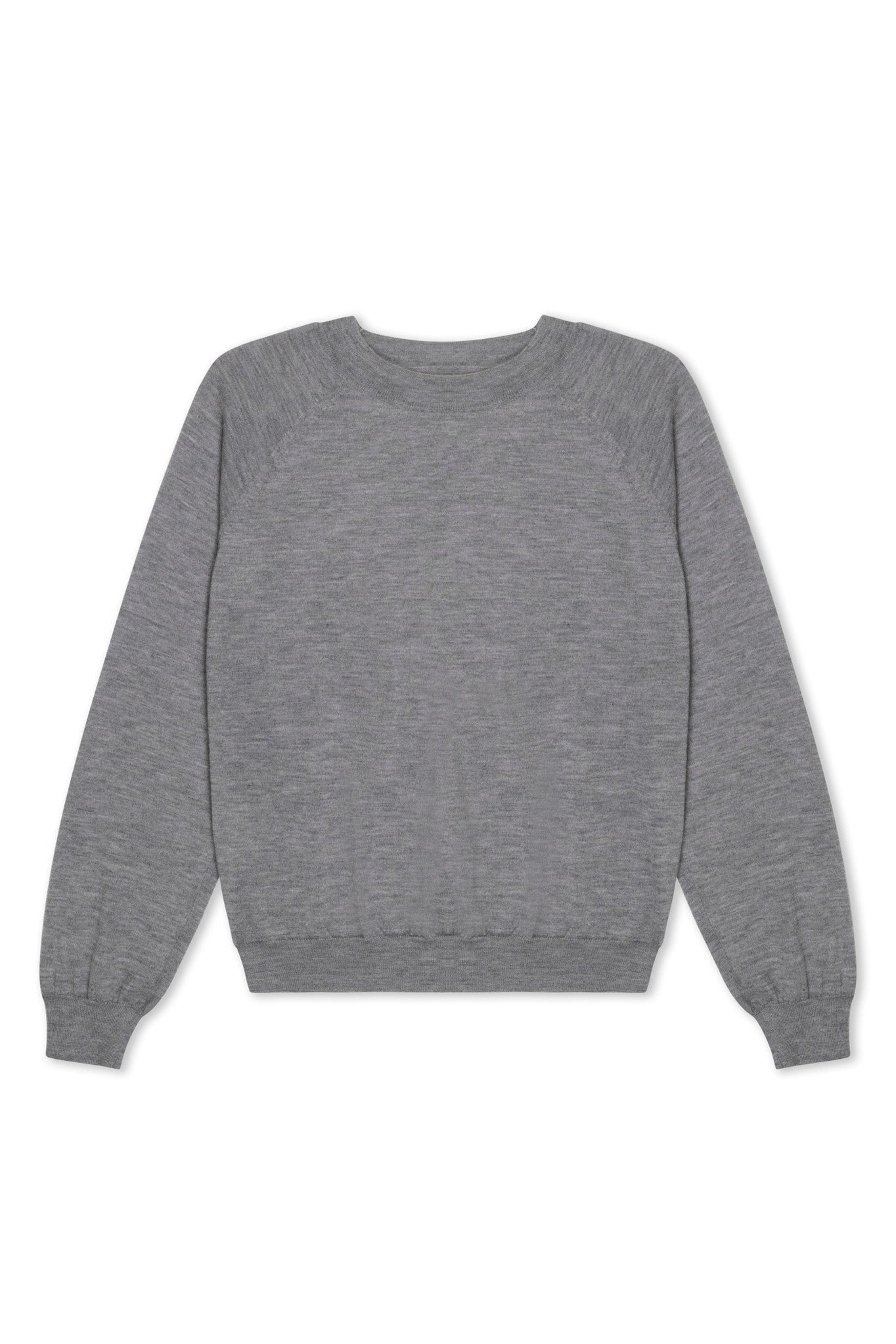 Grey Cashmere Long Sleeve Raglan Sweater