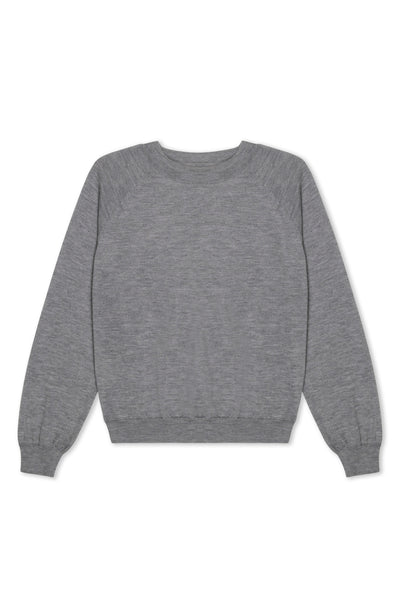Grey Cashmere Long Sleeve Raglan Sweater
